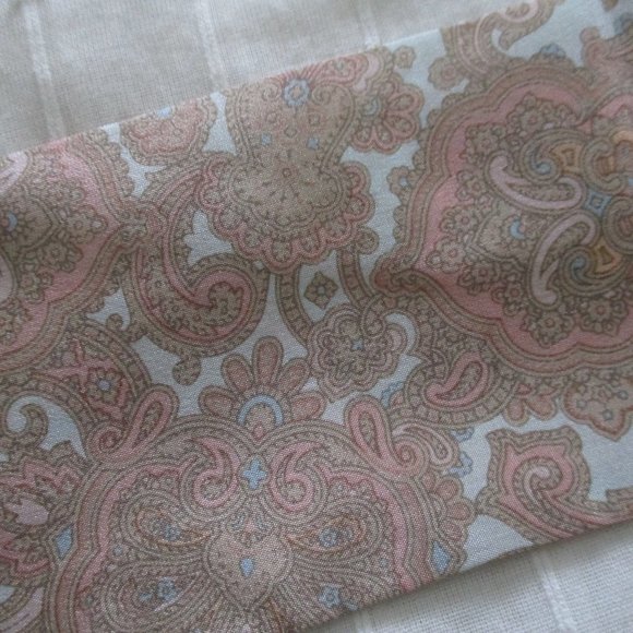 1990s silk pastel paisley skinny scarf - Picture 6 of 7